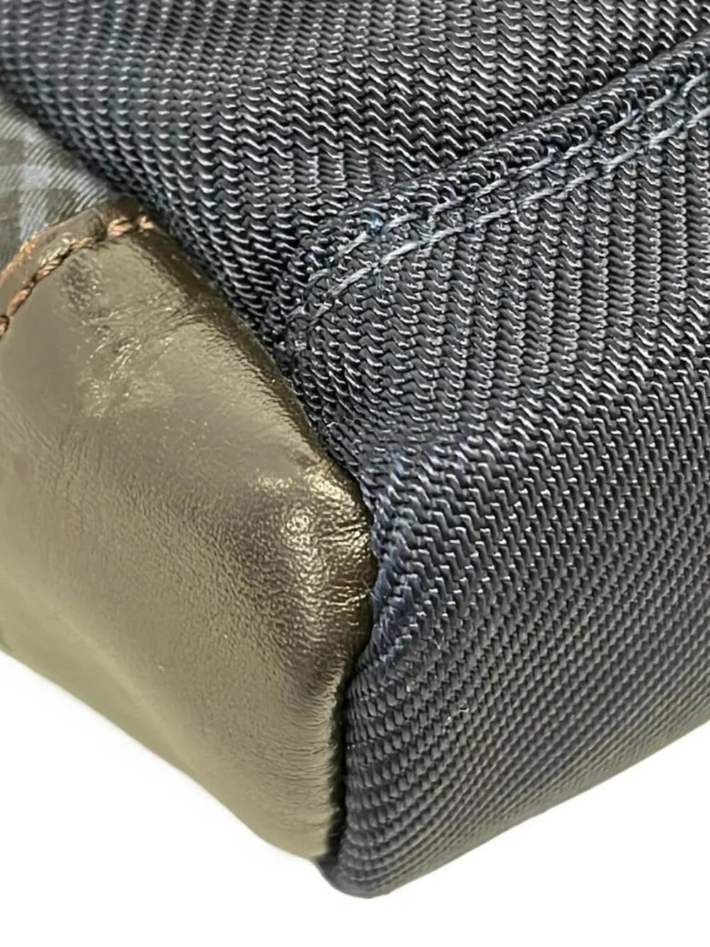 Burberry Black Label D1142-100-28 Dark Brown Navy Dark Green Nylon Leather - Picture 7 of 12